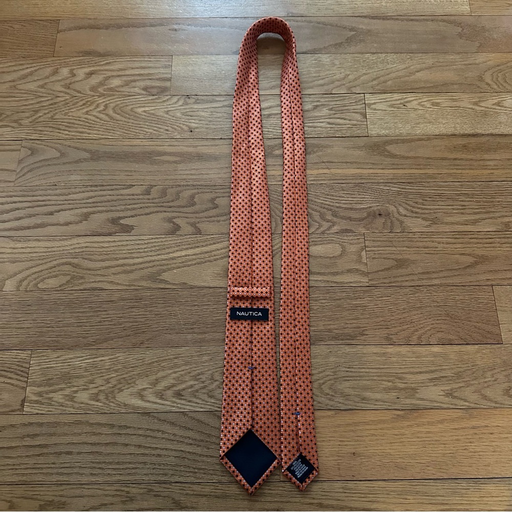 Nautica Orange and Navy Geometric Men’s Tie